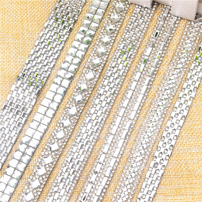 Rhinestone Banding Trim - 2 متر/مجموعة كريستال حجر الراين تقليم