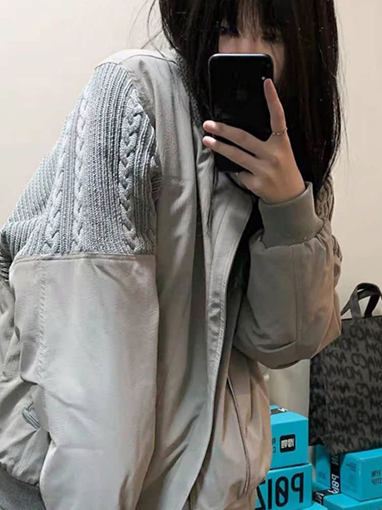 Sequin Fabric Panel - سترات البيسبول الكورية المرأة الترتر لطيف